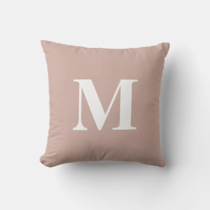 Almofada Monograma Inicial Rosa Bege Branco Cor Editável