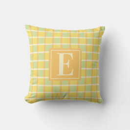 Almofada Monograma Laranja Amarelo Verde Xadrez Moderno
