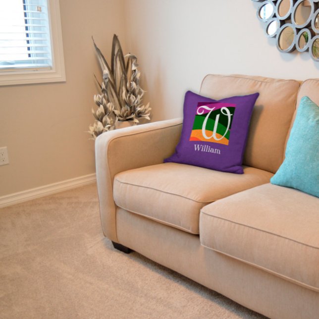 Almofada Monograma - lavanda inicial (Criador carregado)