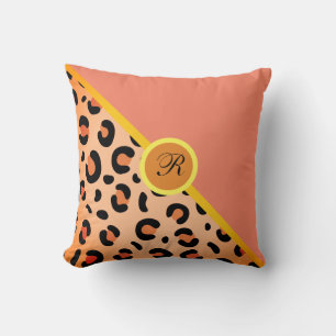 Almofada Monograma Leopardo Imprimir Dois Corais de Ouro To