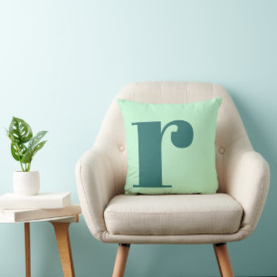 Almofada Monograma - Letra Inicial Mint Green Teal