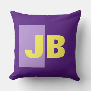 Almofada Monograma Letras iniciais Amarelo roxo