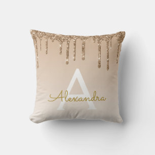 Almofada Monograma luxuoso Dourado do brilho da faísca