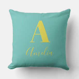 Almofada Monograma Mínimo - Amarelo Teal
