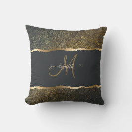 Almofada Monograma Moderno Elegante com Toque Dourado