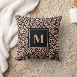 Almofada Monograma Moderno em Ouro Rosé com Estampa de Leop