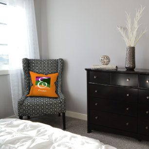 Almofada Monograma Moderno - Travesseiro decorativo laranja
