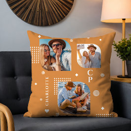 Almofada Monograma Nome 3 Tendência de Colagem de Fotos