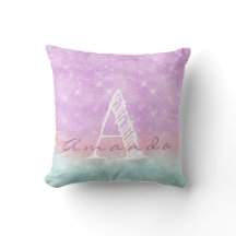 Monograma Nome do Macrolítico Púrpura Azul Pastel 