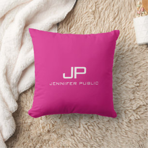 Almofada Monograma Nome Elegante Modelo moderno rosa quente