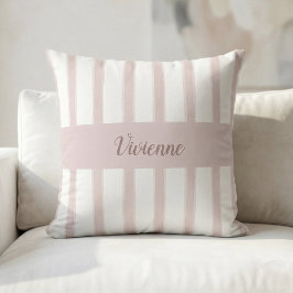 Almofada Monograma Nome Listras Aquarela Rosa Corado