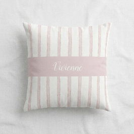 Almofada Monograma Nome Listras Aquarela Rosa Corado