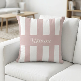 Almofada Monograma Nome Listras Aquarela Rosa Rubor
