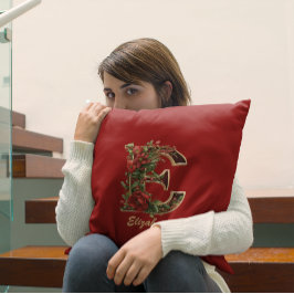 Almofada Monograma Ornamentado Personalizado E Natal Vermel