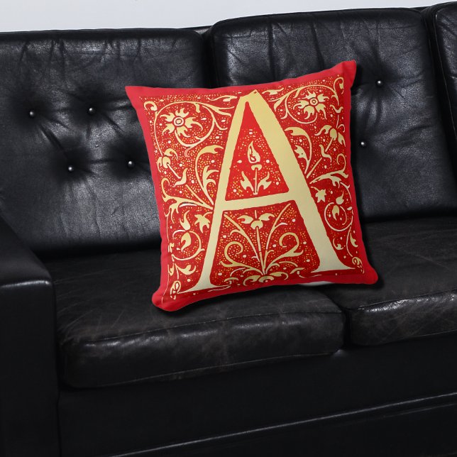 Almofada Monograma ornamental antigo - maiúsculo A (Criador carregado)
