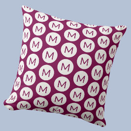 Almofada Monograma Padrão inicial de mancha rosa personaliz