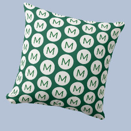 Almofada Monograma Padrão inicial de mancha verde personali
