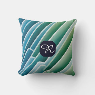 Almofada Monograma Personalizado Abstrato Azul Moderno Verd