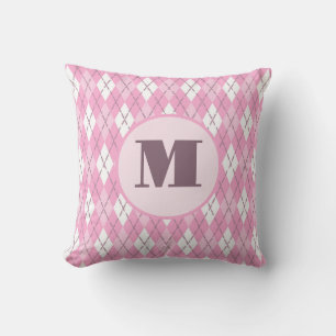 Almofada Monograma personalizado arrepiante rosa fofo