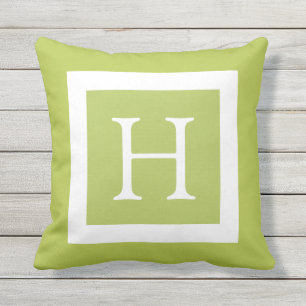 Almofada Monograma Personalizado Branco do Verde limão