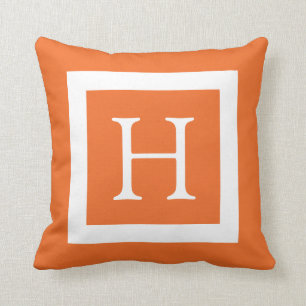Almofada Monograma Personalizado Branco Laranja