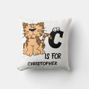 Almofada Monograma personalizado C é para gatos gatinhos ga