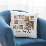 Almofada Monograma Personalizado Colagem de Fotos da Nossa<br><div class="desc">Travesseiro monograma com as palavras "Nossa família" em um roteiro de na moda com 8 fotos quadradas dispostas em um layout de grade no fazer frontal e traseiro, com 16 fotos no total que você pode substituir por suas próprias fotos em um fundo branco. Você também pode adicionar a inicial...</div>