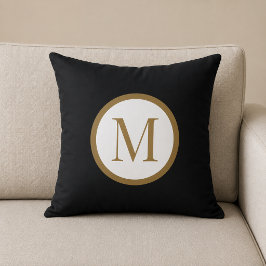 Almofada Monograma Personalizado com Selo Central em Preto 