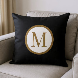 Almofada Monograma Personalizado com Selo Central Preto e D