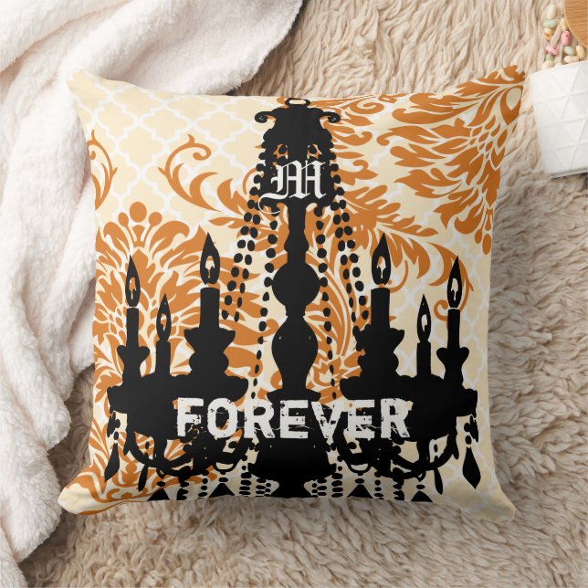 Almofada Monograma personalizado de candelabro com data de  (Cobertor)