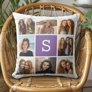 Almofada Monograma Personalizado de Colagem de Fotos Branca