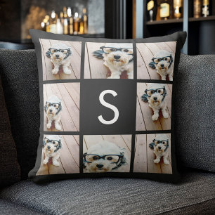 Almofada Monograma Personalizado de Colagem de Fotos em Pre