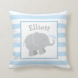 Almofada Monograma Personalizado de Elefante Azul Moderno e