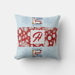 Almofada Monograma Personalizado de Natal Vermelho e Branco