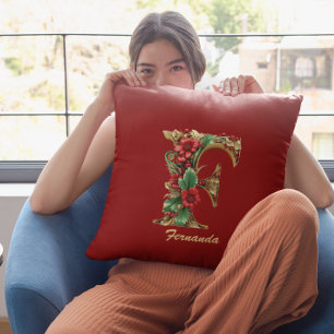 Almofada Monograma Personalizado de Ornamentado F Natal Ver