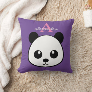 Almofada Monograma personalizado de panda bonito