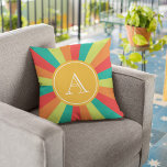 Almofada Monograma Personalizado de Verão Quente Roda de Co<br><div class="desc">Decorre sua casa ou dormitório com este travesseiro personalizado de tendência que tem um padrão brilhante e colorido de rodas em cores quentes de verão de verdes, laranja e vermelho. Personalize isso substituindo facilmente o texto do marcador de posição para adicionar seu texto. Para obter mais opções, como alterar a...</div>
