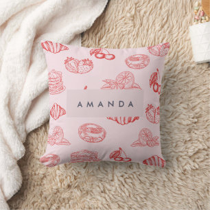 Almofada Monograma personalizado encantador Girly Cherry St