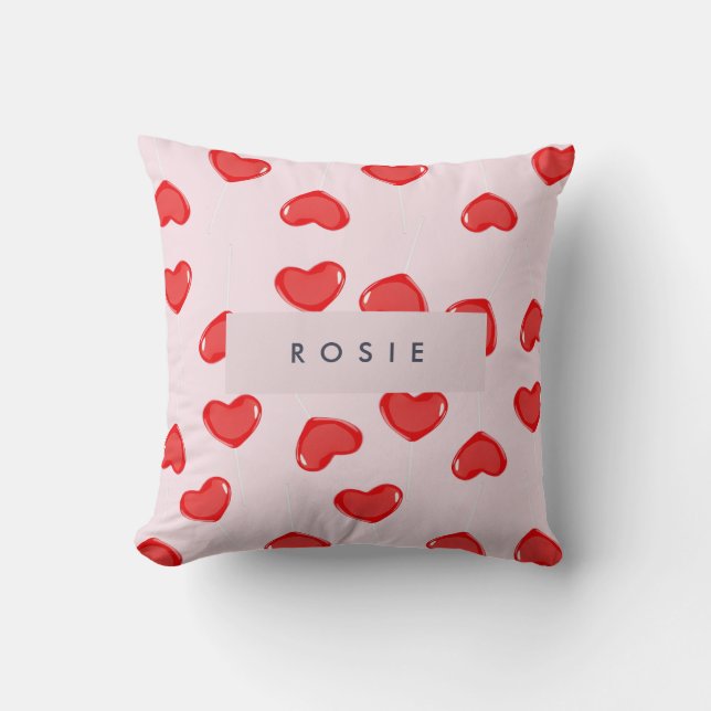 Almofada Monograma Personalizado Lolipop Bonito (Frente)