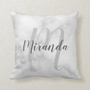Almofada Monograma Personalizado Moderno e Marcar Branco