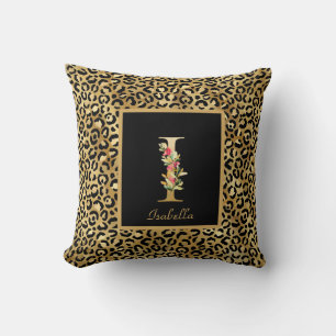 Almofada Monograma Personalizado Moderno Leopardo Inicial I