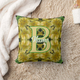 Almofada Monograma Personalizado Sua Inicial Arte de Flor d