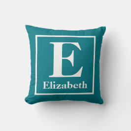 Almofada Monograma Personalizado Teal com Nome Personalizad