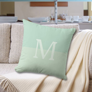 Almofada Monograma Personalizado Verde de Seafoam