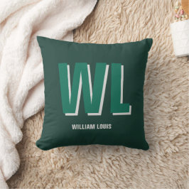 Almofada Monograma Personalizado Verde Esmeralda Minimalist