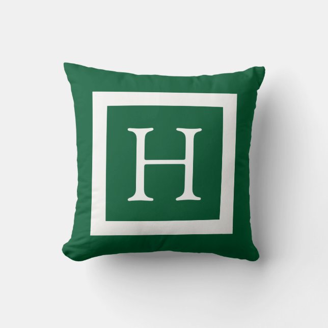 Almofada Monograma Personalizado Verde Hunter (Frente)