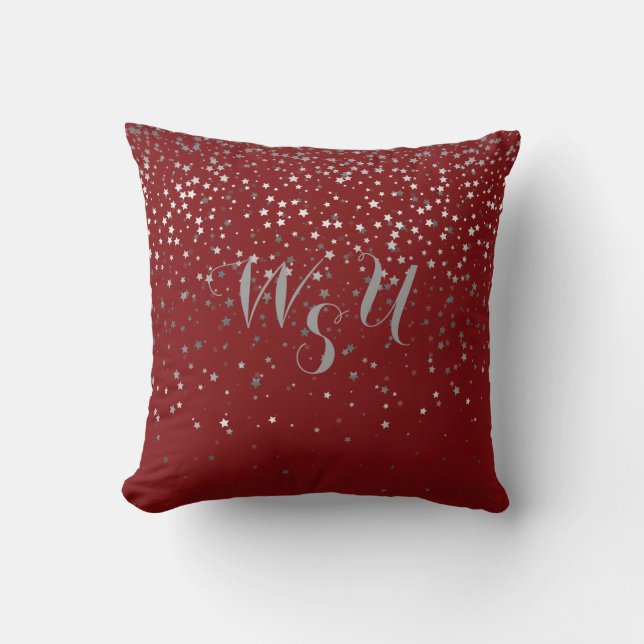 Almofada Monograma Petite Gray Stars 16x16 Travesseiro-Carm (Frente)