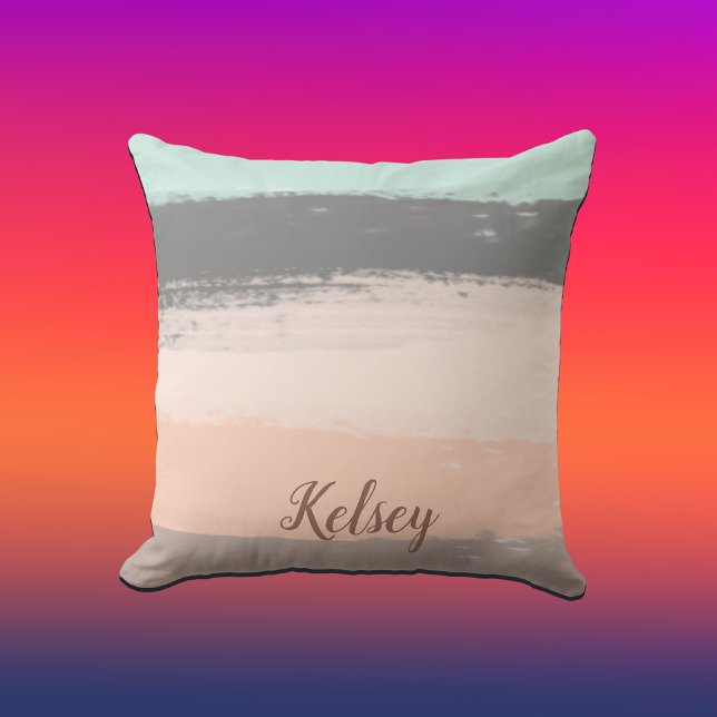 Almofada Monograma Pincel Traços Coloridos | (Criador carregado)