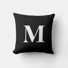 Almofada Monograma Preto e Branco Cor Editável