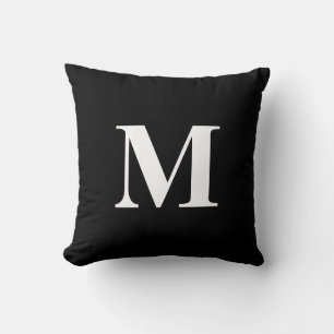 Almofada Monograma Preto e Branco Cor Editável
